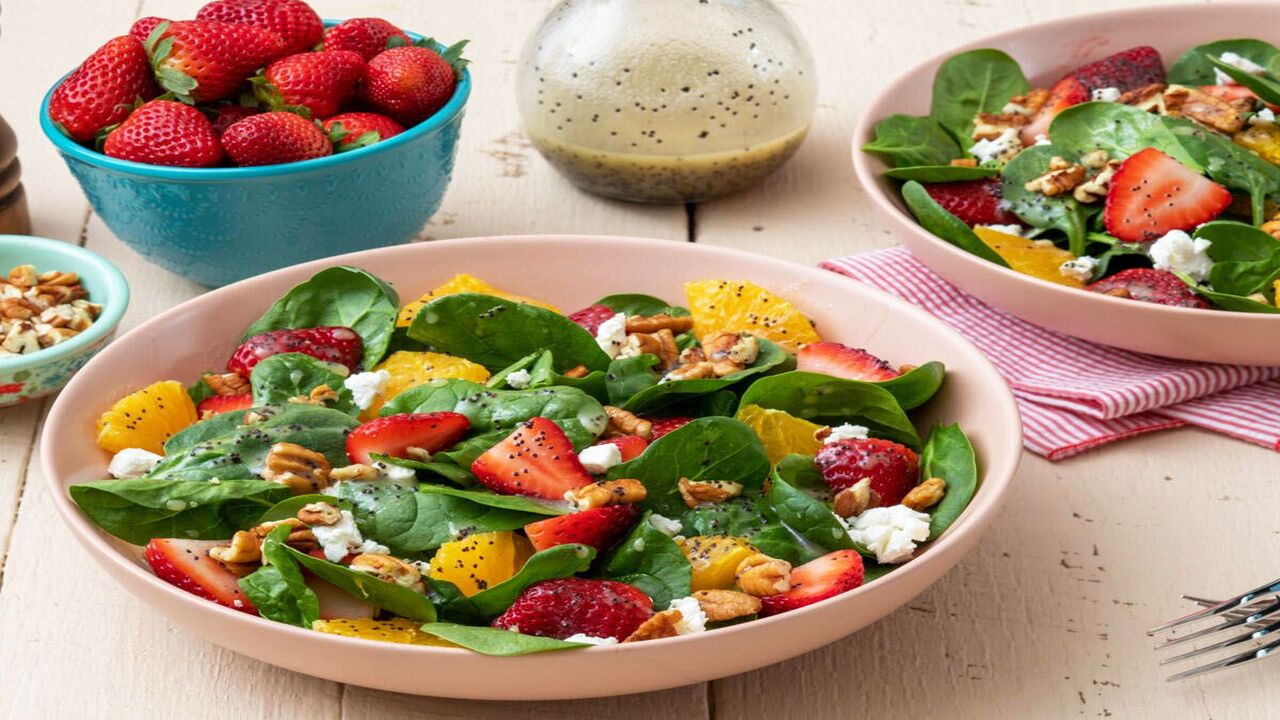 Assembling The Strawberry Spinach Salad