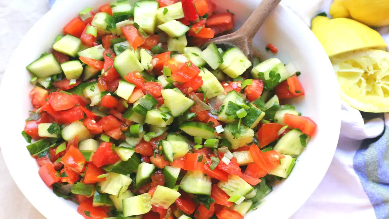 Chopped Cucumber & Tomato Salad With Lemon