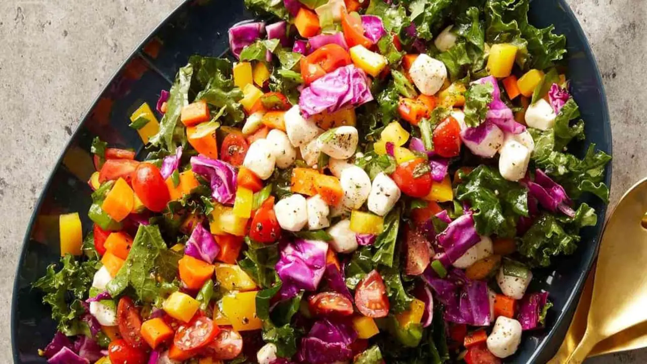 Eat-The-Rainbow Chopped Salad With Basil & Mozzarella