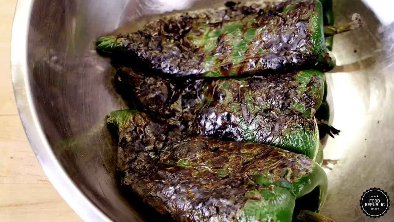 Roasting And Peeling The Poblano Peppers